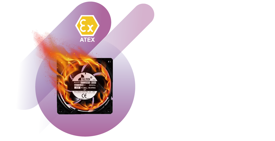 防爆ファンはIP68防水防塵レベルに達し、可燃性ガスや易燃物がある設備（冷蔵ケース・冷蔵庫など）に使用されます。