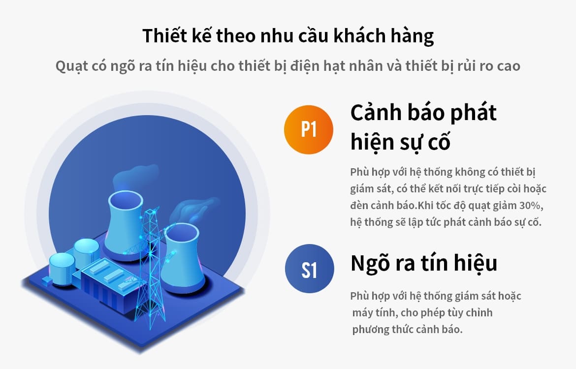 Quạt xuất tín hiệu có thể dùng cho thiết bị điện hạt nhân và thiết bị có rủi ro cao